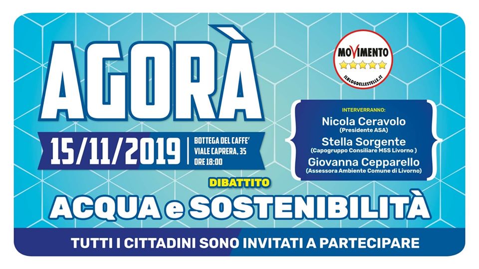 Domani Agorà pubblico M5S sulla gestione dell'acqua - Livorno Press