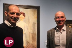 Massimiliano Allegri e il sindaco Luca Salvetti alla mostra di Modigliani
