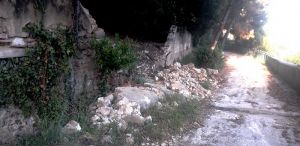 Crollo tratto di muro del Castello Pasquini