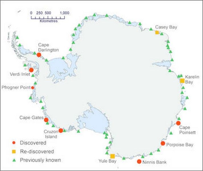 Mappa delle colonie di pinguini imperatore in Antartide fonte: British Antarctic Survey