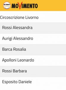 candidati di lista m5s circoscrizione Livorno