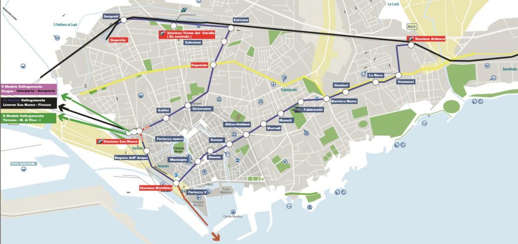 Le 4 stazioni di Livorno collegate dal tram. Le cerniere di mobilità