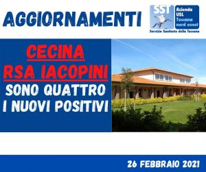 Cecina, RSA Iacopini altri 4 positivi, 2 sono ospiti della struttura