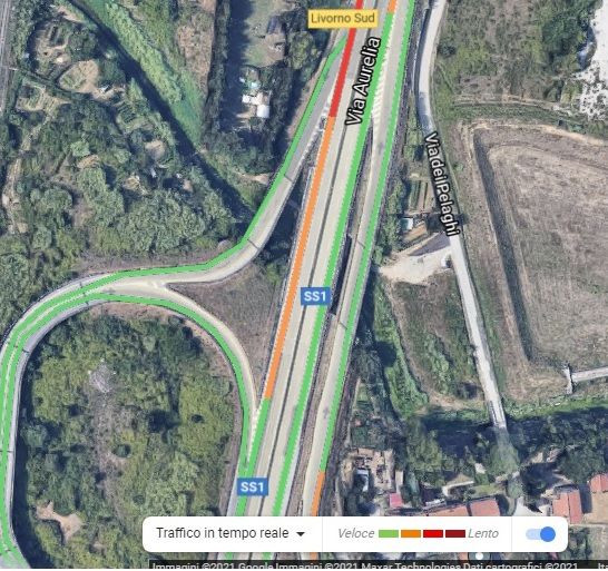 variante traffico all'uscita livorno sud
