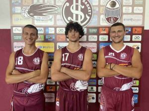 US Livorno Basket, in foto Vivone, Del Monte, Lulli