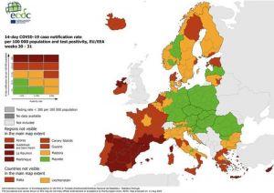 Covid: anche la Calabria in rosso nelle mappe Ue