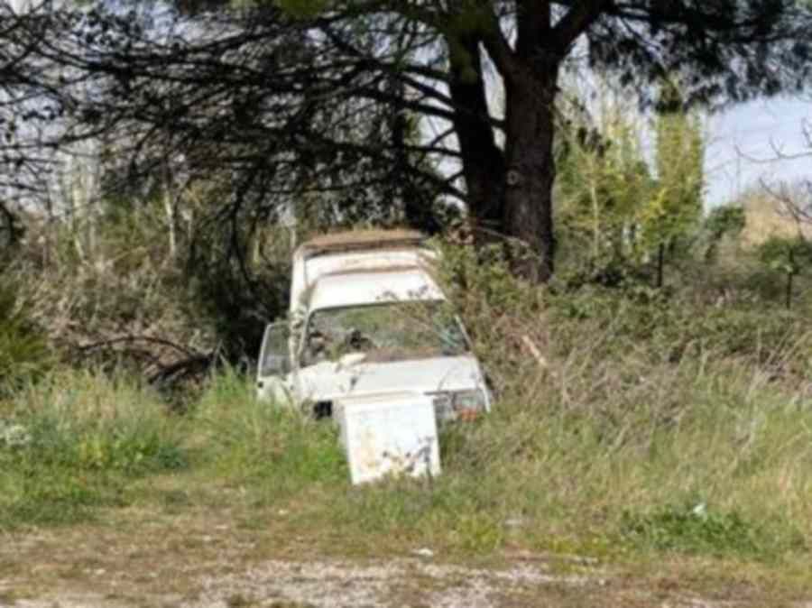 La foto segnalazione - furgoncino abbandonato tra la vegetazione lungo il canale Imperiale