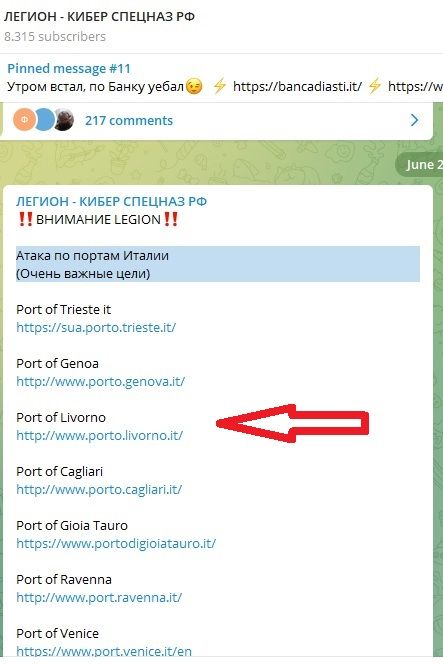 Porti italiani sotto attacco hacker russi, nella lista di Killnet anche Livorno