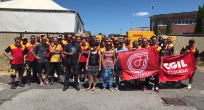 Apalto DHL, i corrieri i presidio a Livorno (1)