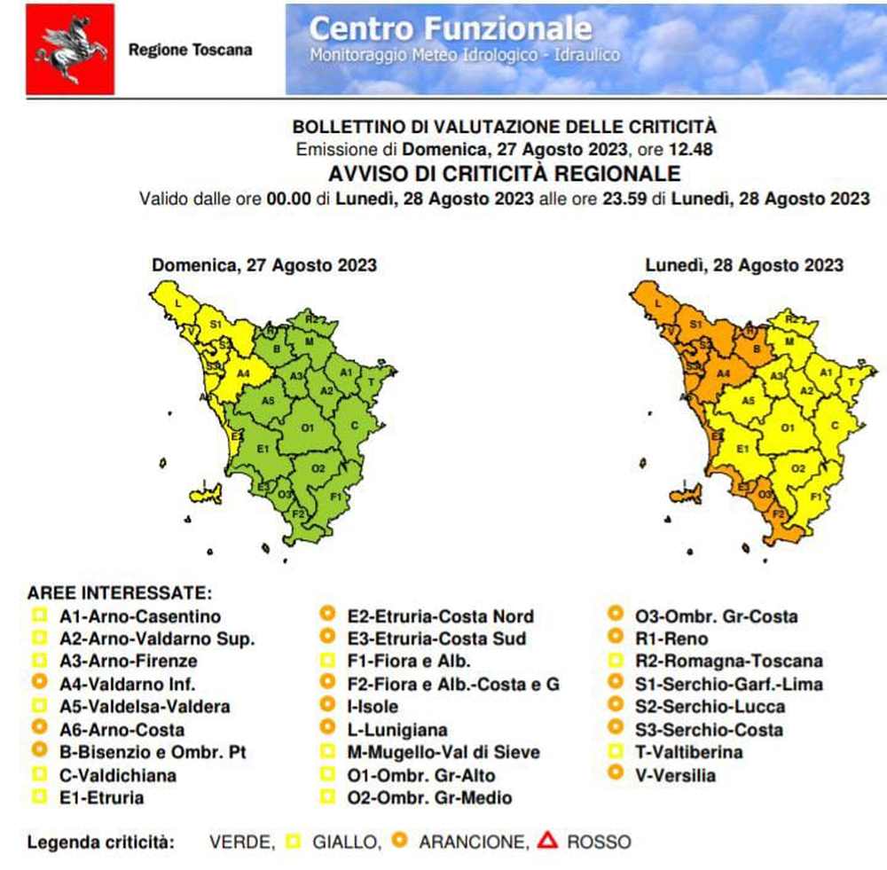 Allerta Arancione Per Possibili Forti Temporali Con Rischio ...