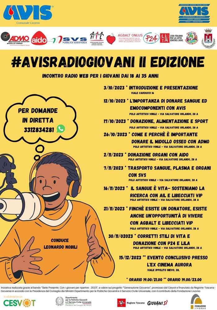 Dal 3 ottobre tornano gli appuntamenti di #AVISRADIOGIOVANI II Edizione