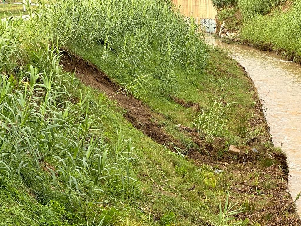 Maltempo Livorno, piccoli smottamenti lungo l'argine del Rio Maggiore a Salviano (Video)