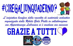 “Ci regali un quaderno”, conclusa l'iniziativa organizzata dalle RebelsGirls Pielle