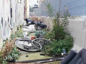 Ex deposito Atl, Ghiozzi (Lega) Capannoni non recuperati, area al buio, auto vandalizzate