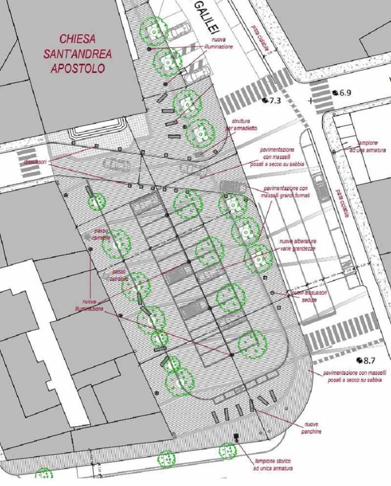 Cisternone, una piazza davanti alla chiesa di San Andrea