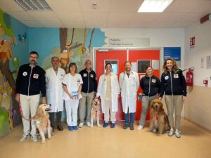 Ospedale di Livorno, in Pediatria la visita dei cani da salvataggio Wall-e, Annie e Giò