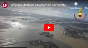 Campiglia Marittima allagata vista dall'elicottero dei vigili del fuoco