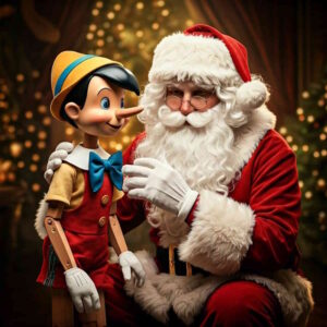 Pinocchio incontra la magia del Natale al villaggio di Babbo Natale. Uno spettacolo magico per bambini