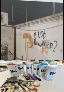 Sorpreso a imbrattare un muro, denunciato un italiano