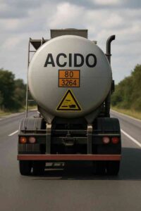 Cisterna in movimento "semina" acido incolore e dall'odore pungente alle Morelline