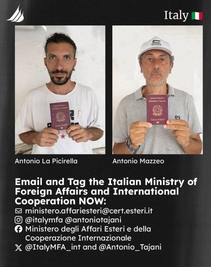 I messaggi di La Picirella e Mazzeo "rapiti" in acque internazionali mentre erano a bordo dell'Handala da soldati IDF
