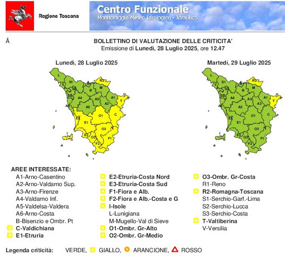 Livorno, allerta meteo declassata a verde