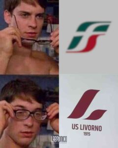 US Livorno, logo o Ferrovie dello Stato? Sui social spunta il meme della "vista migliorata"