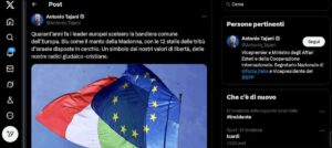 Tajani e le 12 stelle “israeliane” della bandiera europea, propaganda o svista?