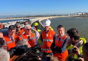 Livorno, Matteo Salvini in visita al cantiere della darsena Europa