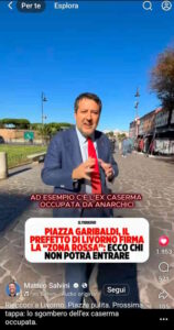 Matteo Salvini passeggia in piazza Garibaldi: “Piazza pulita, ora tocca all’ex caserma occupata, ma la richiesta deve venire da Salvetti”.