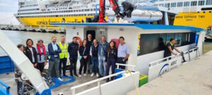 Piattaforma Europa – porto di Livorno: sopralluogo in mare dell’Osservatorio Ambientale con il catamarano oceanografico Polaris di ARPAT 